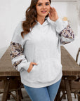 Plus Size Camo Patchwork Asymmetric Sleeve Hoodie