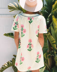 Paloma Floral Short Sleeve Split Neck Loose Mini Dress