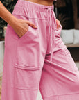 Brittany Mineral Wash Exposed Seam Drawstring Cargo Pants