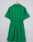 Geometric Patchwork Half-Zip Elastic Waist Dress