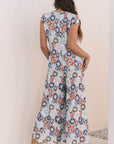 Floral Buttoned Sleeveless Wide Leg Jumpsuit