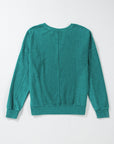 Solid Notched Neck Drop Shoulder Sweatshirt