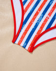 Americana Stripe Cutout Spaghetti Strap Swimsuit