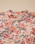 Plus Size Floral Mesh Mock Neck Top