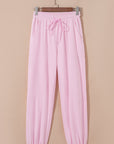Solid Drawstring Elastic Waist Jogger Pants