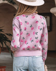 Floral Drop Shoulder Cropped Sweater
