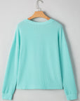 Willa Texture Contrast Patched Long Sleeve Top