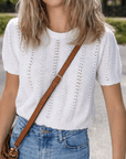 Lavender Puff Sleeve Crewneck Sweater