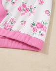 Plus Size Floral Patchwork Elastic Cuff Top