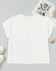 Plus Size Leopard Bow Embroidered Patch T-Shirt