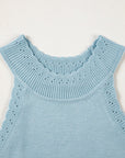 Solid Cut-Out Scallop Hem Ribbed Tank Top