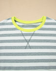 Stripe Contrast Ribbed Top and Shorts Set