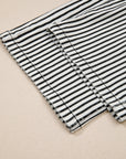 Stripe Denim High Waist Patch Pocket Jeans