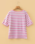 Stripe V-Neck Patch Pocket T-Shirt