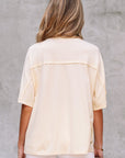 Floral Patch Exposed Stitching Crew Neck Tee