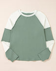 Faye Colorblock Patchwork Raglan Long Sleeve Top