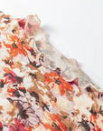 Floral Mesh Lettuce Trim Long Sleeve Top
