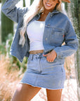 Stripe Denim Chest Pocket Oversize Jacket