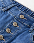 Denim Buttoned Fly Tapered Barrel Leg Jeans