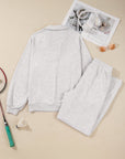 Solid V-Neck Pullover and Drawstring Sweatpants Set
