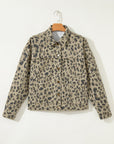 Leopard Denim Button Down Jacket