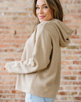 Ribbed Knit Leopard & Lace Drawstring Hoodie