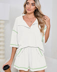 Colorblock Trim Waffle Knit Top and Shorts Set