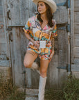 Baha Ranch Retro Pop Western Satin Pajama Set