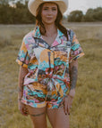 Baha Ranch Retro Pop Western Satin Pajama Set