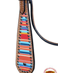 Hilason Western Horse Breast Collar Headstall American Leather Tan Serape Print