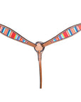 Hilason Western Horse Breast Collar Headstall American Leather Tan Serape Print