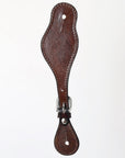 Hilason Western Leather Spur Straps Brown Floral Carving Rustic Vintage
