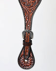 Hilason Western Leather Spur Straps Brown Floral Carving Rustic Vintage