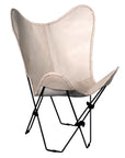 HILASON Genuine Leather Butterfly Chair Folding Lounge Modern Sling Accent Seat