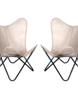 HILASON Genuine Leather Butterfly Chair Folding Lounge Modern Sling Accent Seat