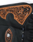Hilason Western Horse Bull Riding Chinks Chaps Adult Pro Rodeo Bronc Leather Black