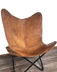 Genuine Leather Butterfly Chair Folding Lounge Seat