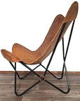 Genuine Leather Butterfly Chair Folding Lounge Seat