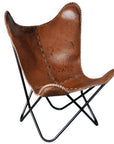 HILASON Genuine Leather Butterfly Chair Folding Lounge Modern Sling Accent Seat | Chair