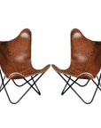 HILASON Genuine Leather Butterfly Chair Folding Lounge Modern Sling Accent Seat | Chair
