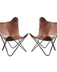 HILASON Genuine Leather Butterfly Chair Folding Lounge Modern Sling Accent Seat | Chair
