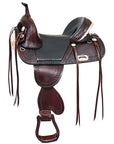Western Horse Saddle Hilason Treeless Trail American Leather Dark Brown