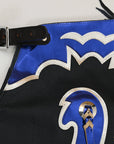 Hilason Bull Riding Pro Rodeo Chaps Black Smooth Leather Bronc Show Adult