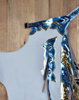 Hilason Bull Riding Pro Rodeo Chaps White Smooth Leather Bronc Show Adult