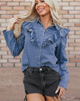 Trinity Denim Ruffled Casual Top