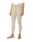 Ovation Ladies' SoftFlex Knee Patch Breeches Tan Mid-Rise UPF 30 Syn-Tech Suede
