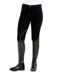 34 Regular Euro Melange Knee Patch Breech Featuring Contrast Stitching Black Shade