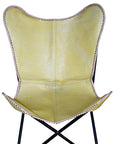 Genuine Leather Butterfly Chair Folding Lounge Modern Sling Accent Seat