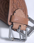 Tan Genuine Skirting Leather Western Saddle Girth Cinch With Floral Tooling