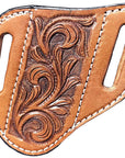Hilason Leather Angled Knife Scabbard Sheath Cover Floral Tooled